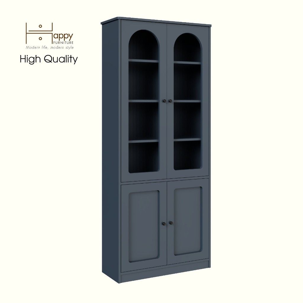 HAPPY FURNITURE , Tủ lưu trữ cửa kính 4 cửa mở - SISEEL , TCM_184 , 83cm x 33cm x 194cm