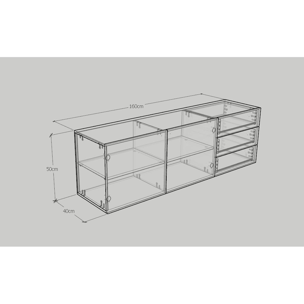 HAPPY FURNITURE , Kệ Tivi 3 ngăn kéo 2 cửa mở - WESLEY , KTV_004 , 160cm x 40cm x 50cm