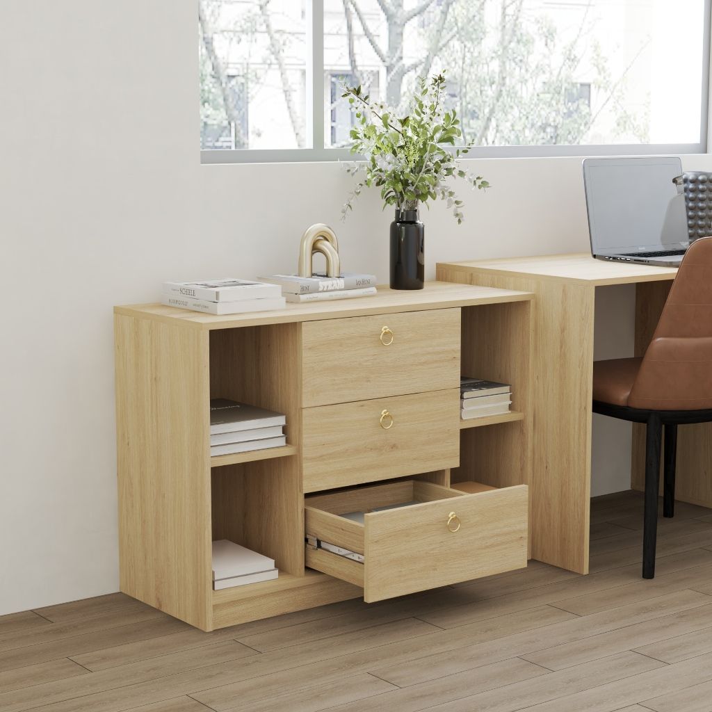 HAPPY FURNITURE , Tủ lưu trữ 3 ngăn kéo - MERI , THK_296 , 100cm x 40cm x 70cm DxRxC