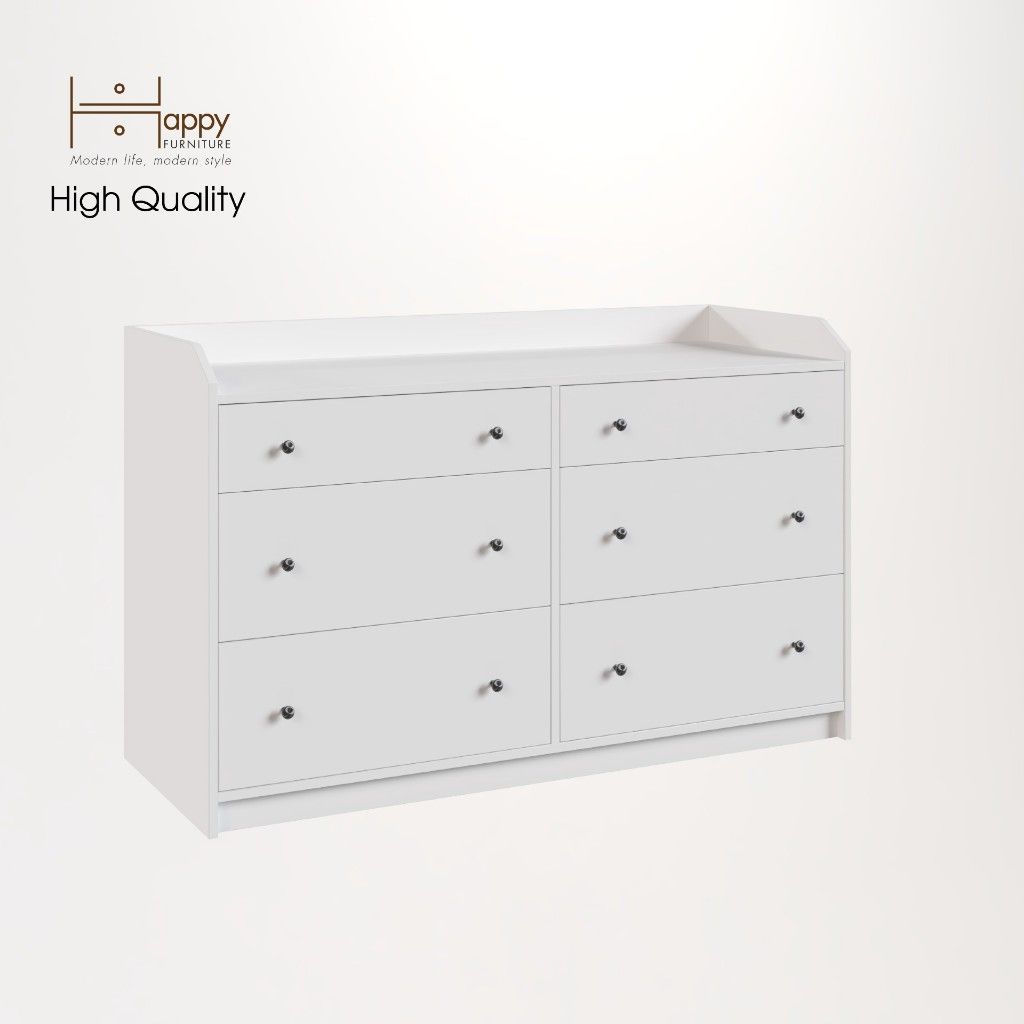 HAPPY FURNITURE , Tủ 3 tầng 6 ngăn kéo - CANA , THK_009 , 138cm x 46cm x 84cm