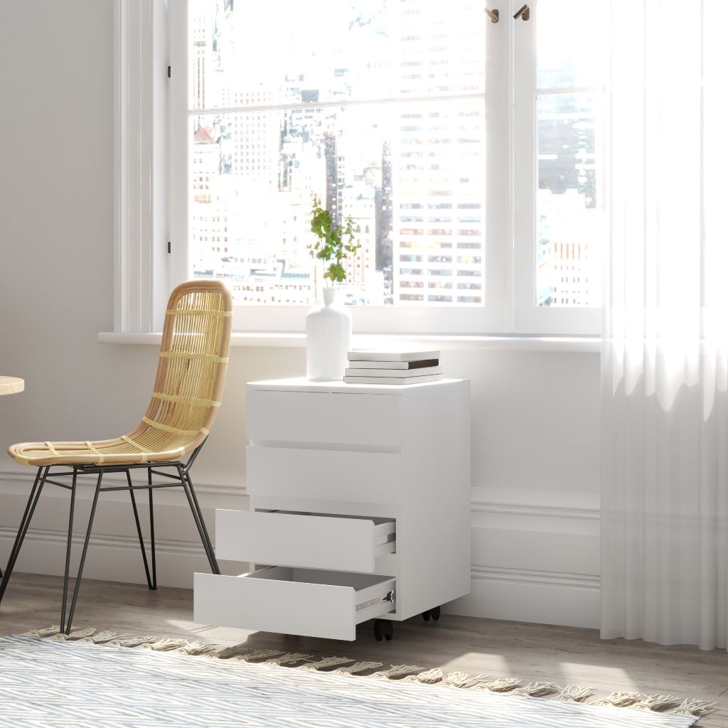 HAPPY FURNITURE , Tủ đựng đồ 4 ngăn kéo bánh xe xoay - OLA , THK_093 , 45cm x 45cm x 59cm