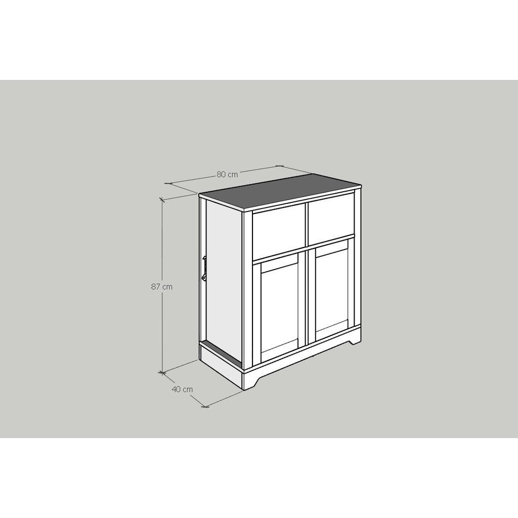HAPPY FURNITURE , Tủ kết hợp kệ đựng đồ 2 cửa mở - CANA , TCM_004 , 80cm x 40cm x 87cm