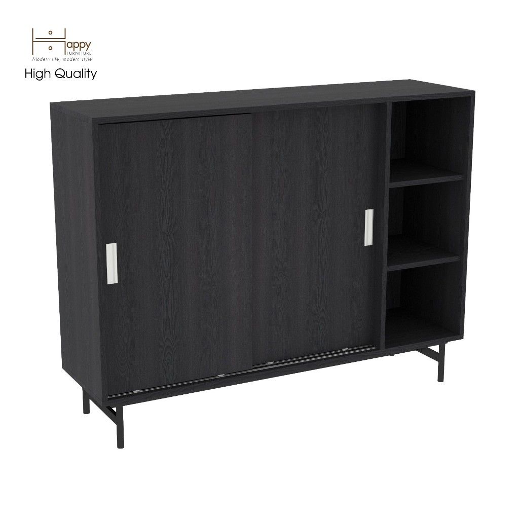 HAPPY FURNITURE , Tủ giày 2 cửa lùa chân sắt - LILY , TCL_021 , 128cm x 36cm x 98cm