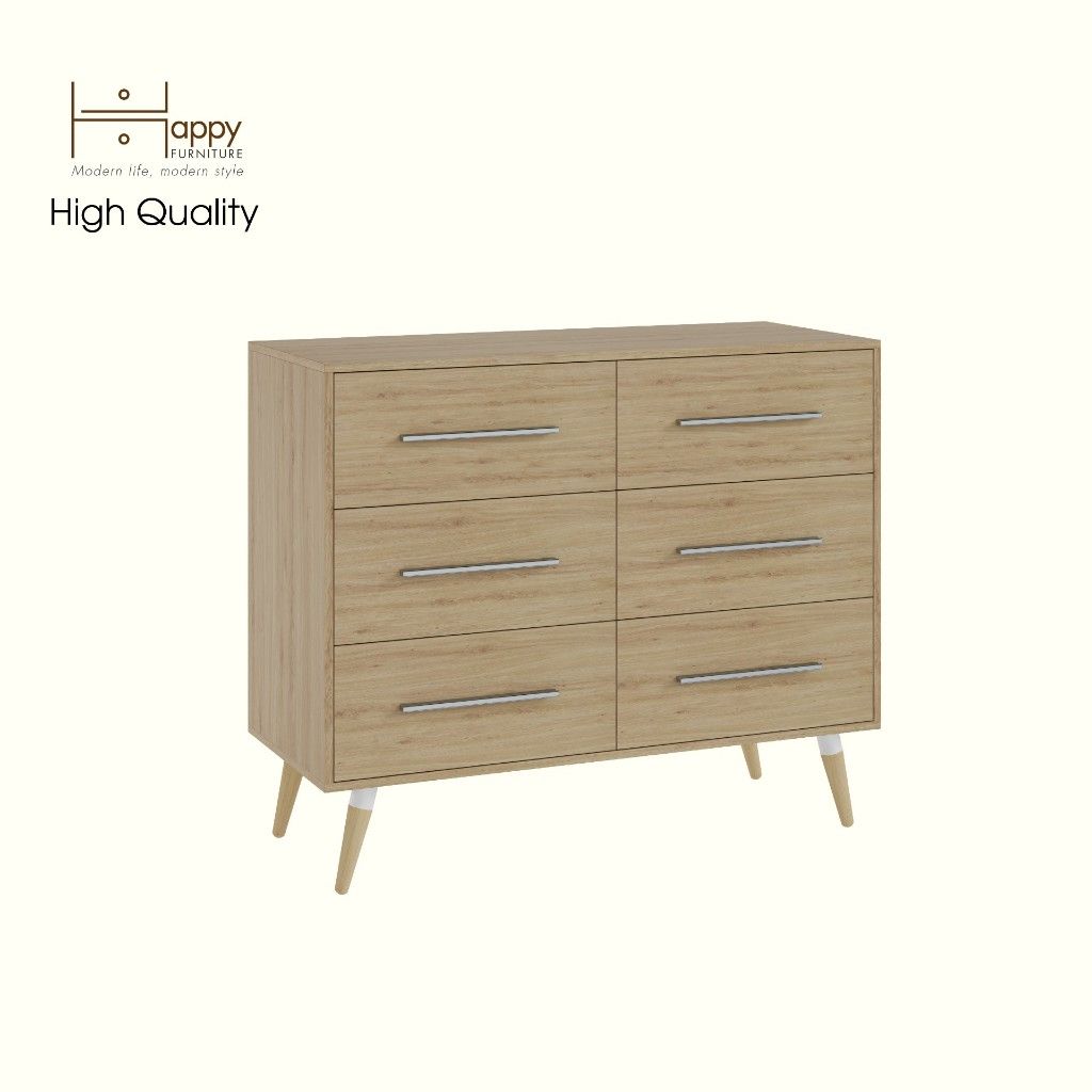 HAPPY FURNITURE , Tủ đựng đồ 6 ngăn chân gỗ chéo - OSRI , THK_026 , 120cm x 50cm x 100cm