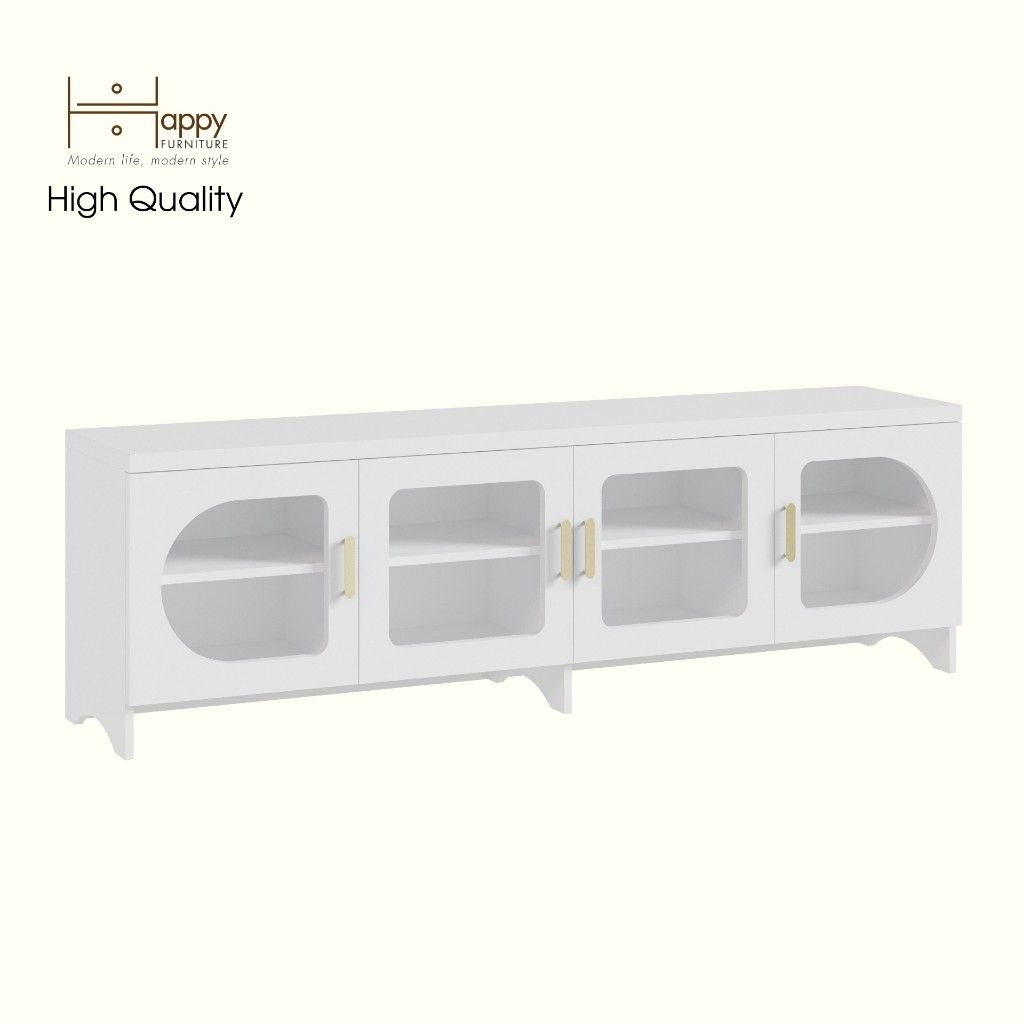 HAPPY FURNITURE , Kệ TV 4 cửa kính - CHEVY, KTV_079 , 180cm x 40cm x 56cm DxRxC