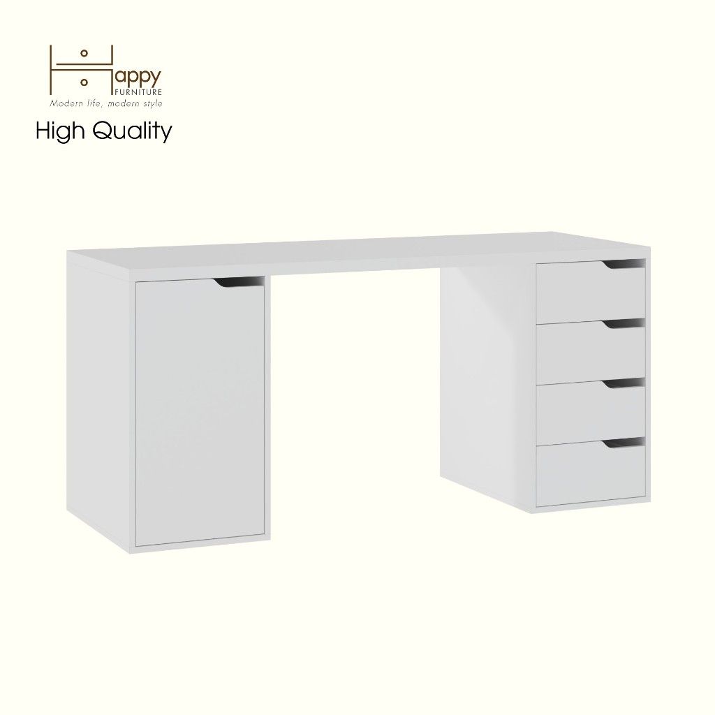 HAPPY FURNITURE , Bàn làm việc 4 ngăn kéo 1 cửa mở - ASO, BAN_150 , 160cm x 59cm x 75cm DxRxC