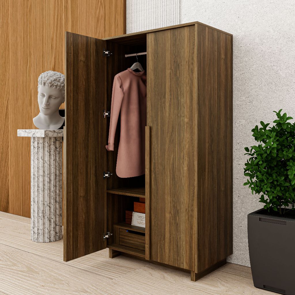 HAPPY FURNITURE , Tủ quần áo 2 cánh mở - MAVIS , TCM_160 , 90cm x 54cm x 180cm