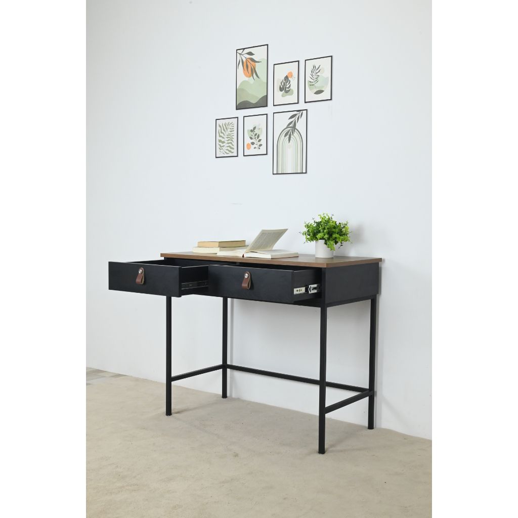HAPPY FURNITURE , Bàn trang điểm chân sắt - NOMIA , BAN_039 , 90cm x 45cm x 75cm