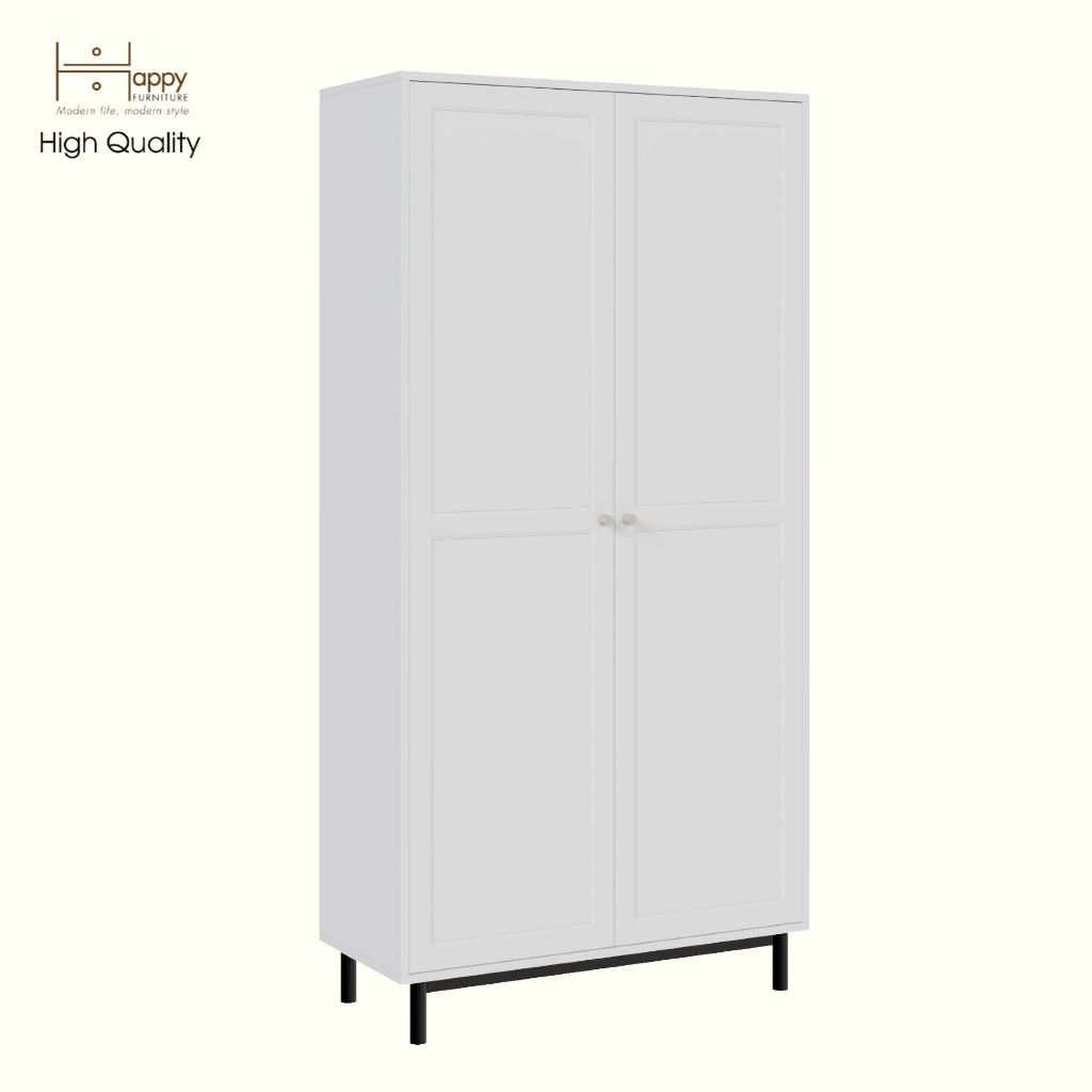 HAPPY FURNITURE , Kệ sách 6 tầng 2 cửa mở chân sắt - CATY , KSA_056 , 90cm x 39cm x 180cm