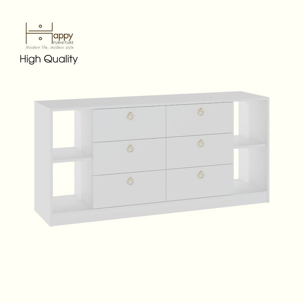 HAPPY FURNITURE , Tủ lưu trữ 6 ngăn kéo - MERI , THK_294 , 150cm x 40cm x 70cm DxRxC