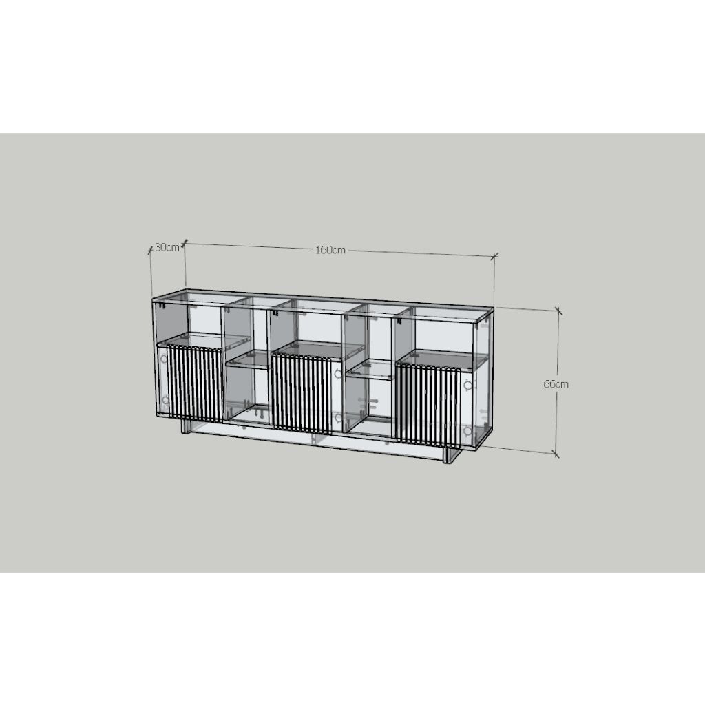 HAPPY FURNITURE , Kệ TV 3 cửa mở - NAMI, KTV_073 , 160cm x 30cm x 66cm DxRxC