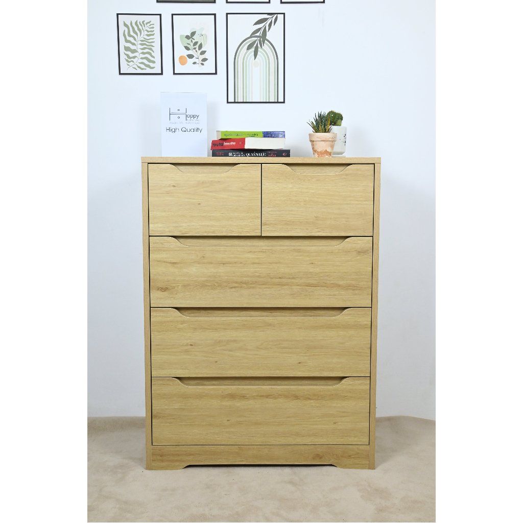 HAPPY FURNITURE , Tủ đựng đồ 5 ngăn kéo - ALEE , THK_042 , 70cm x 40cm x 94cm