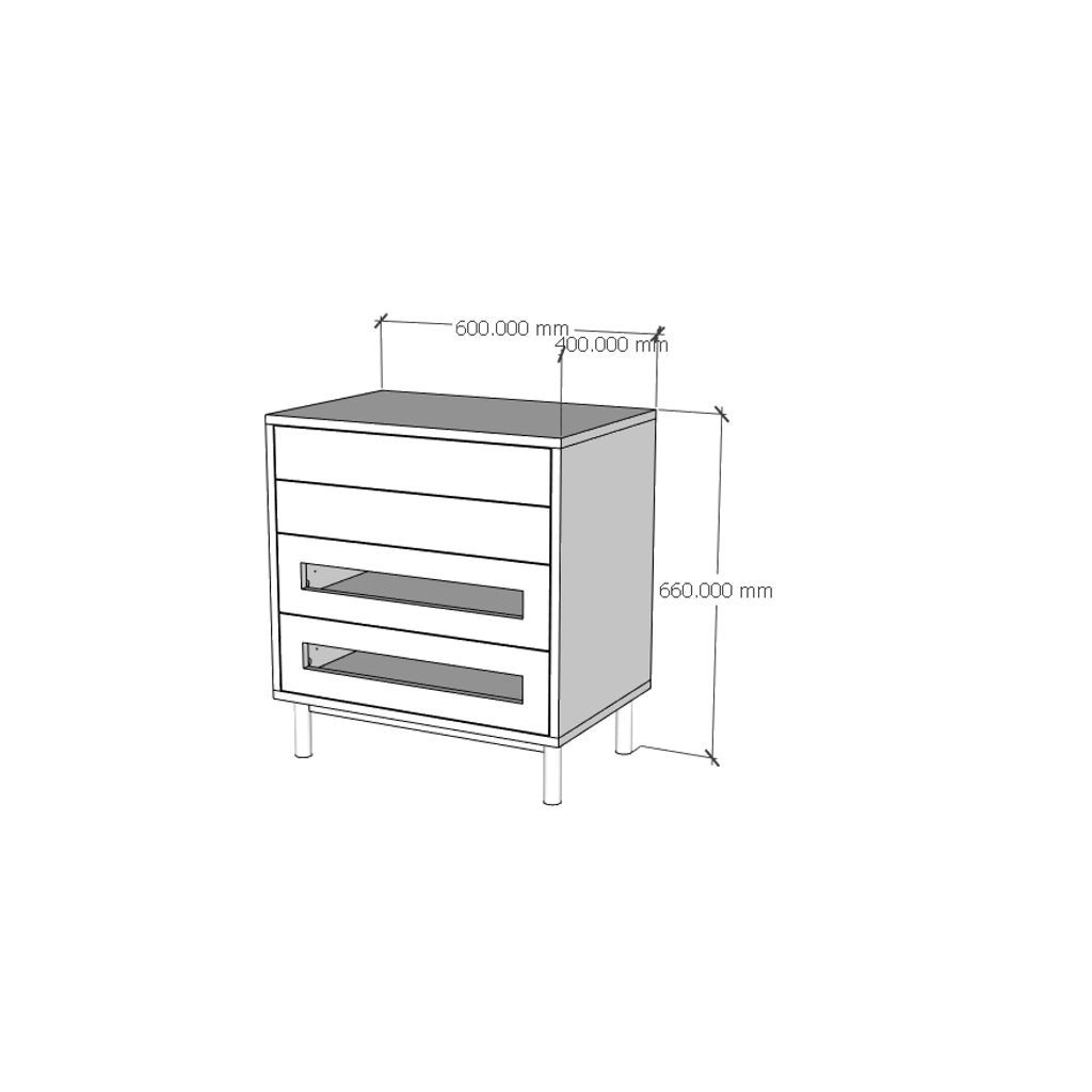 HAPPY FURNITURE , Tủ đựng đồ 4 ngăn kéo chân sắt - ROTAN , THK_126 , 60x40x66cm