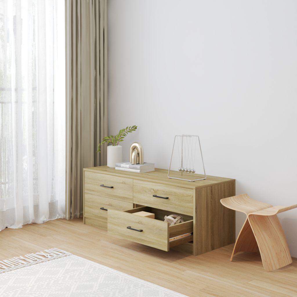 HAPPY FURNITURE , HEINEE - Tủ lưu trữ 4 ngăn kéo, THK_237 , 120cm x 45cm x 46cm DxRxC, sản phẩm phổ thông