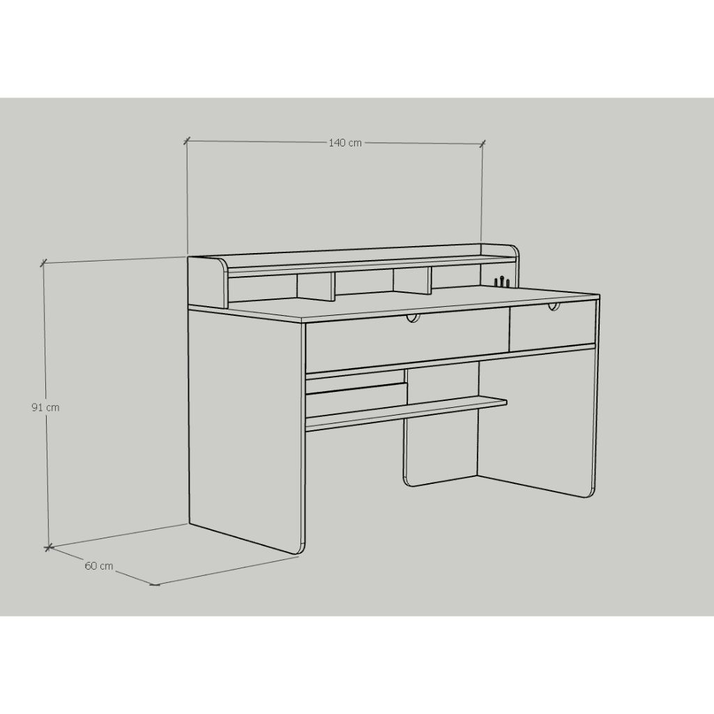 HAPPY FURNITURE , Bàn làm việc 2 ngăn kéo - CIRCLE , BAN_046 , 140cm x 60cm x 91cm