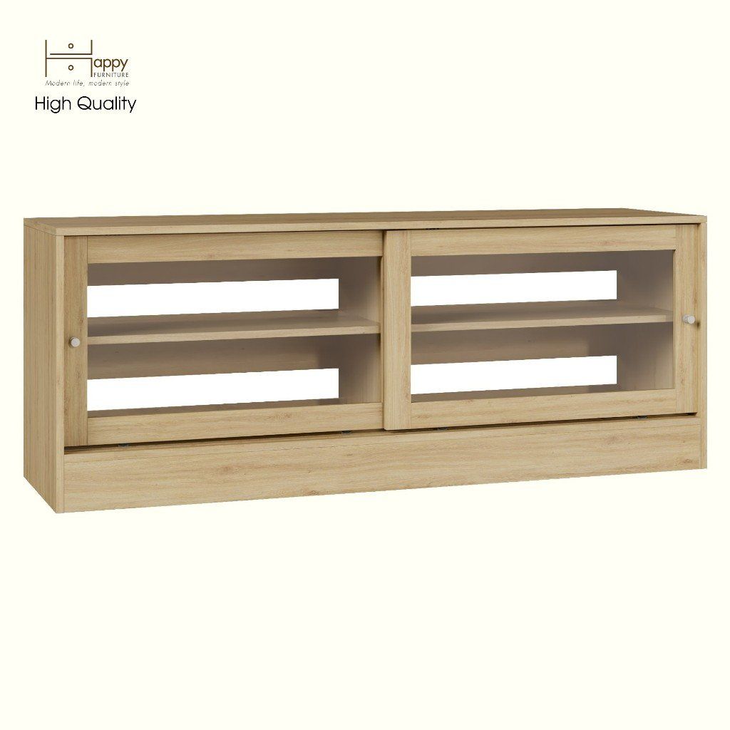 HAPPY FURNITURE , Tủ đựng đồ cửa kính 2 cánh lùa - SCANDINA , TCL_028 , 160cm x 45cm x 62cm