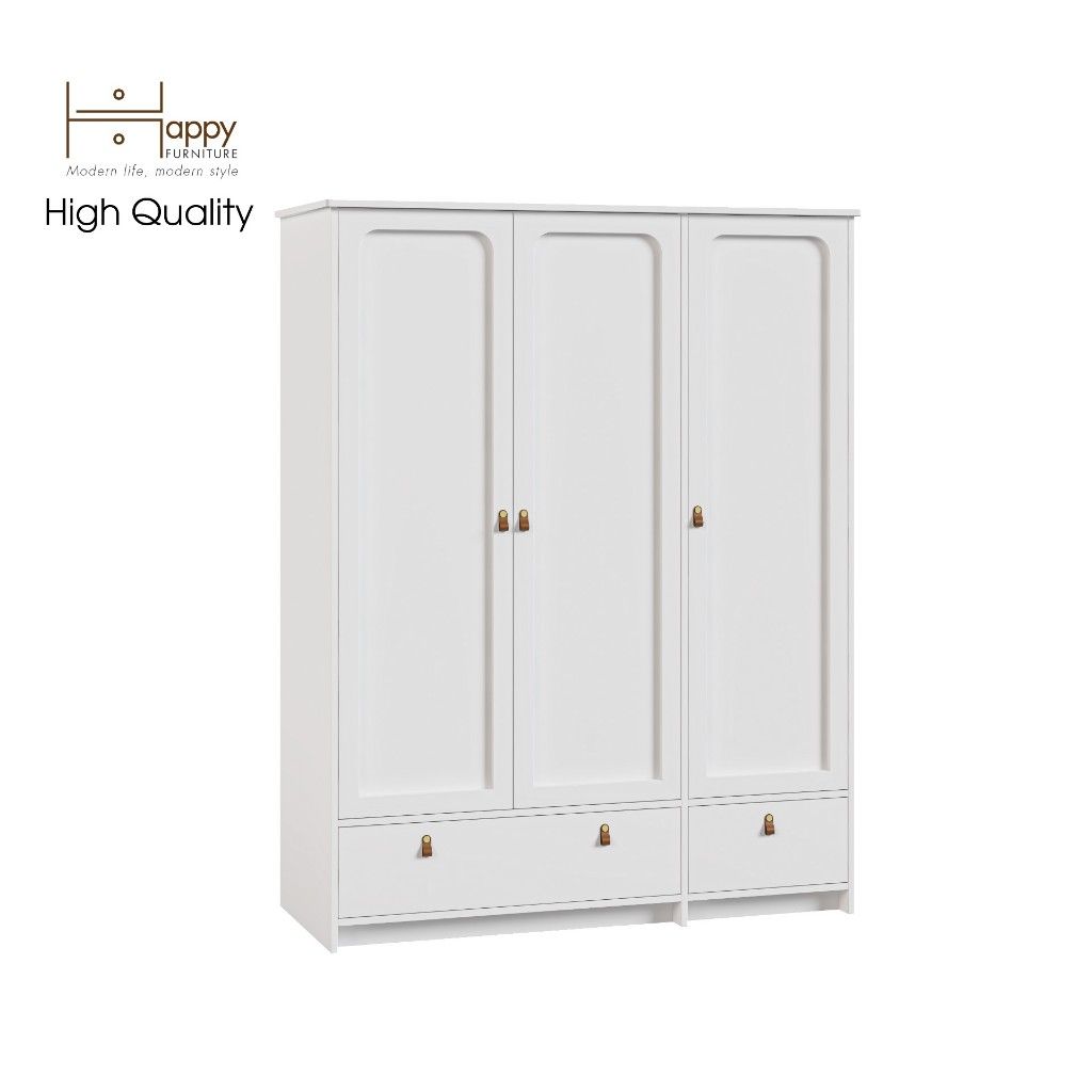 HAPPY FURNITURE , Tủ quần áo 3 cửa mở 2 ngăn kéo - NOMIA , TCM_038 , 140cm x 58cm x 180cm