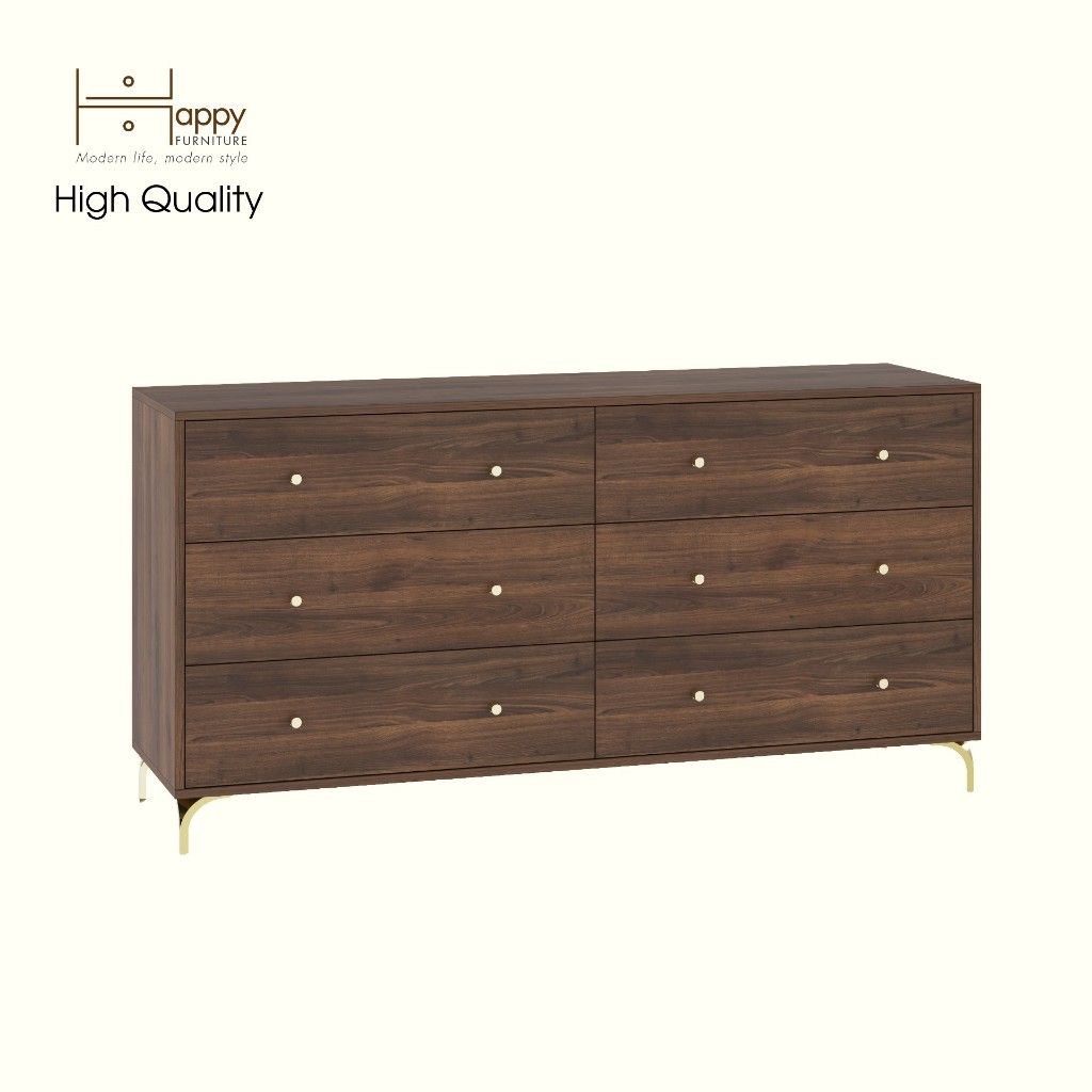 HAPPY FURNITURE , Tủ lưu trữ 6 ngăn kéo - HAPPI, THK_271 , 160cm x 45cm x 82cm DxRxC