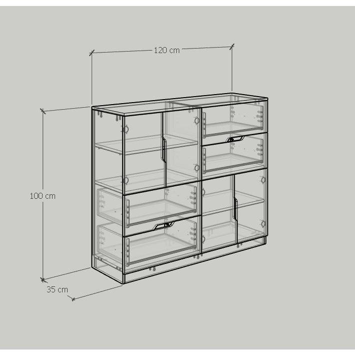 HAPPY FURNITURE , Tủ lưu trữ 4 cửa mở 4 ngăn kéo - DASH , THK_057 , 120x35x100cm