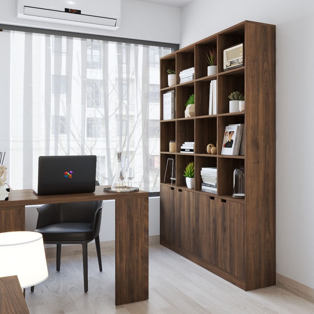 HAPPY FURNITURE , ALVA - Kệ sách 4 cửa mở, KSA_071 , 160cm x 28cm x 200cm DxRxC