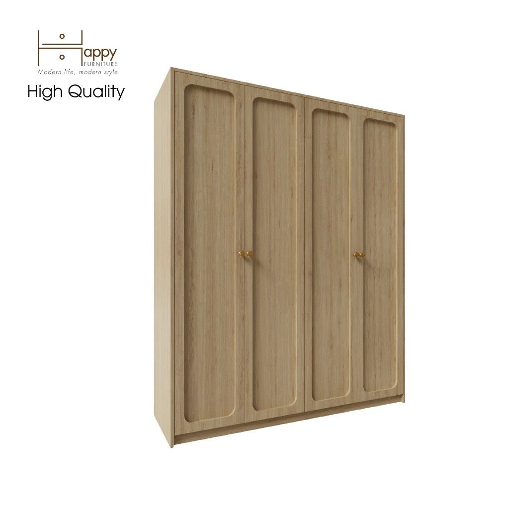 HAPPY FURNITURE , Tủ quần áo 4 cửa mở 1m6x2m - ELEGANT , TCM_084 , 160cm x 54cm x 200cm