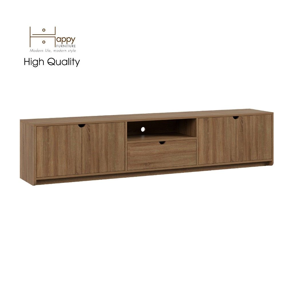 HAPPY FURNITURE , Kệ TIVI 4 cánh mở - 1 ngăn kéo - CIRCLE , KTV_019 , 220x 40x48cm