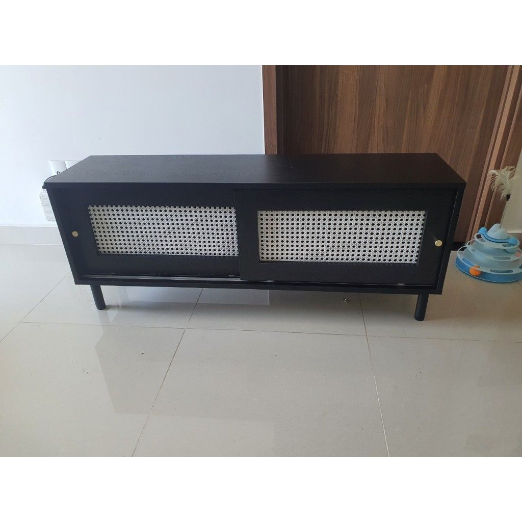 HAPPY FURNITURE , Tủ lưu trữ 2 cánh lùa chân sắt - ROTAN , TCL_031 , 120x30x48cm