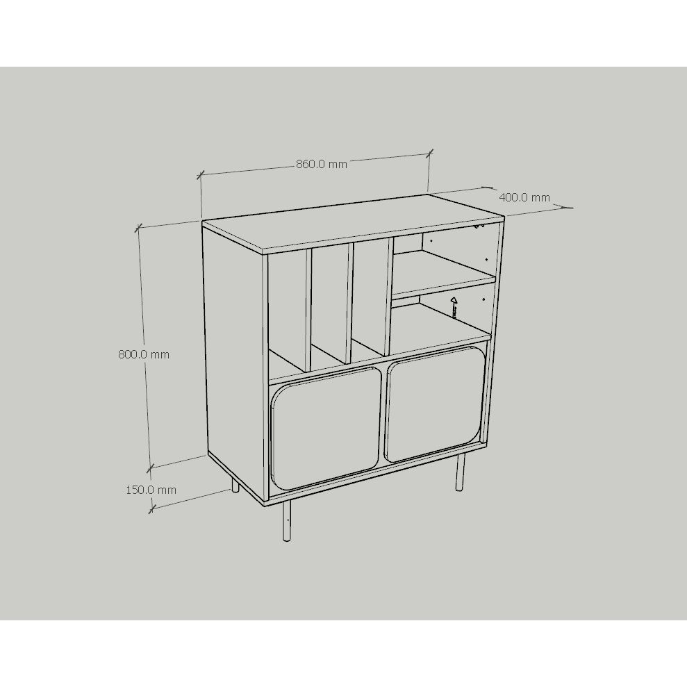 HAPPY FURNITURE , Tủ lưu trữ nhiều ngăn chân sắt - SWEETY , TCM_060 , 86cm x 40cm x 95cm