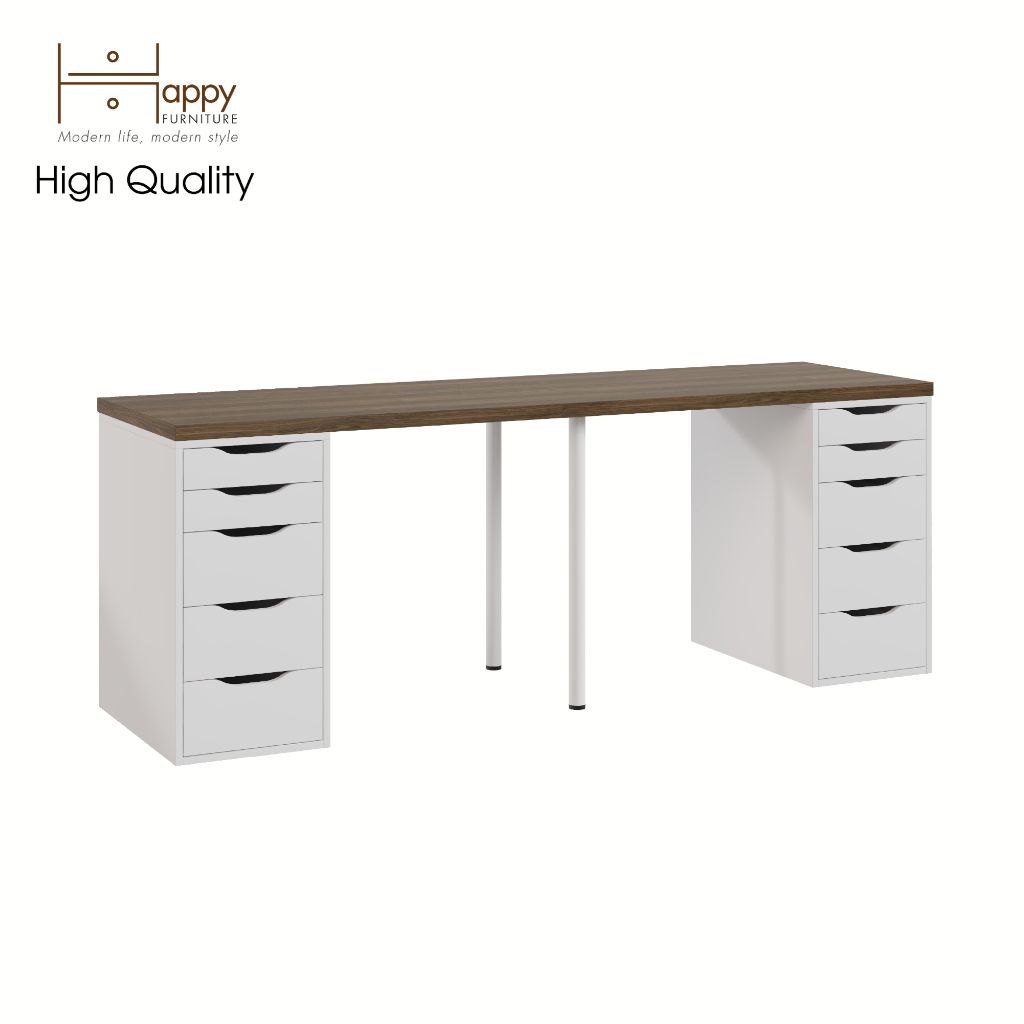 HAPPY FURNITURE , Bàn làm việc 2 bên ngăn tủ 2 chân sắt - LIDA , BAN_026 BAN_027