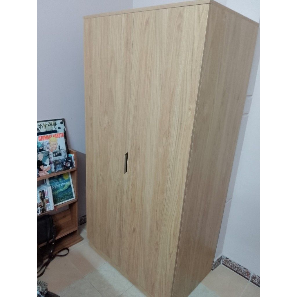 HAPPY FURNITURE , Tủ quần áo 2 cửa mở 2 ngăn kéo - DASH , TCM_022 , 90cm x 58cm x 180cm