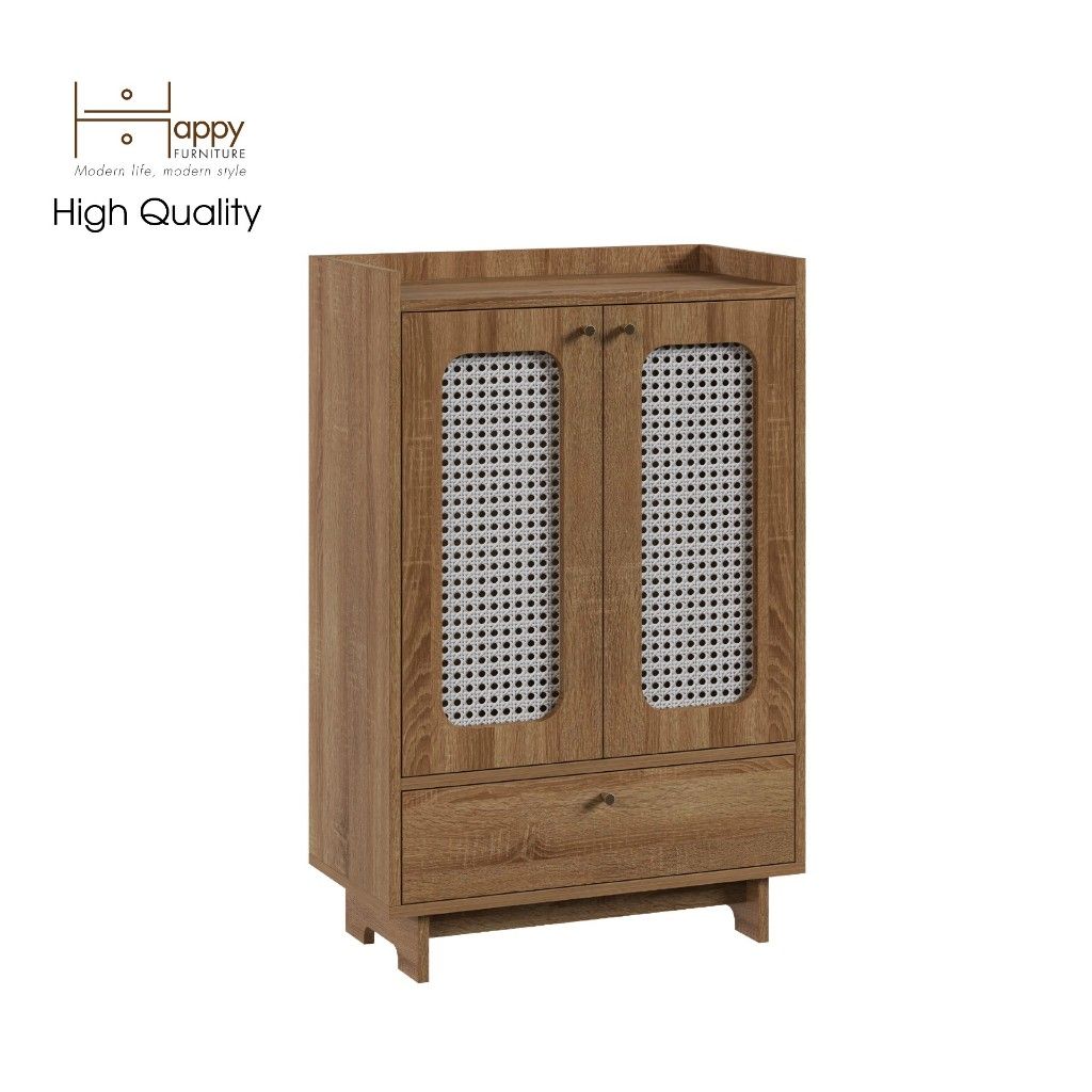 HAPPY FURNITURE , Tủ giày 2 cánh mây - MEYDAN , TCM_055 , 65cm x 34cm x 100cm