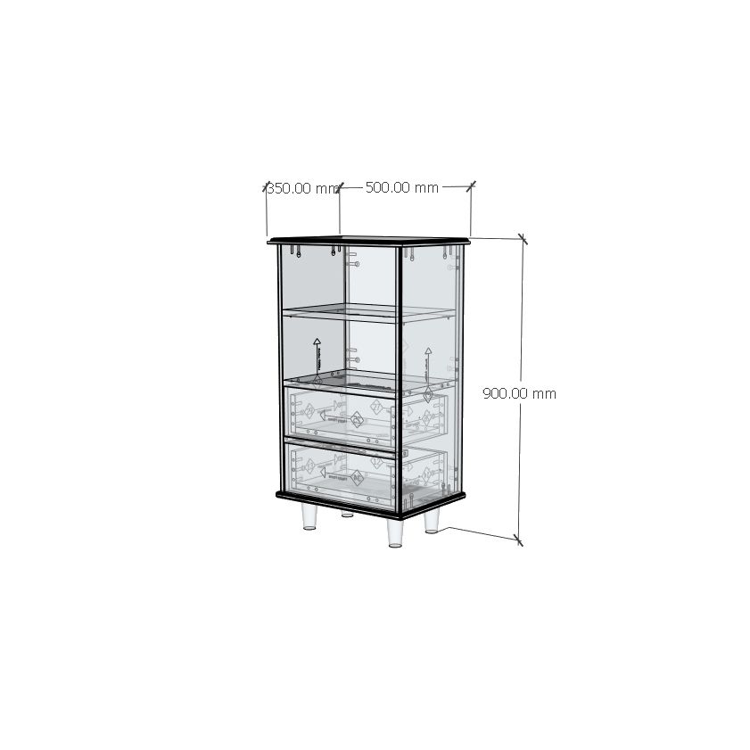 HAPPY FURNITURE , Gỗ tự nhiên , Tủ lưu trữ 2 ngăn kéo - FARAH , THK_182 , 50cm x 35cm x 90cm