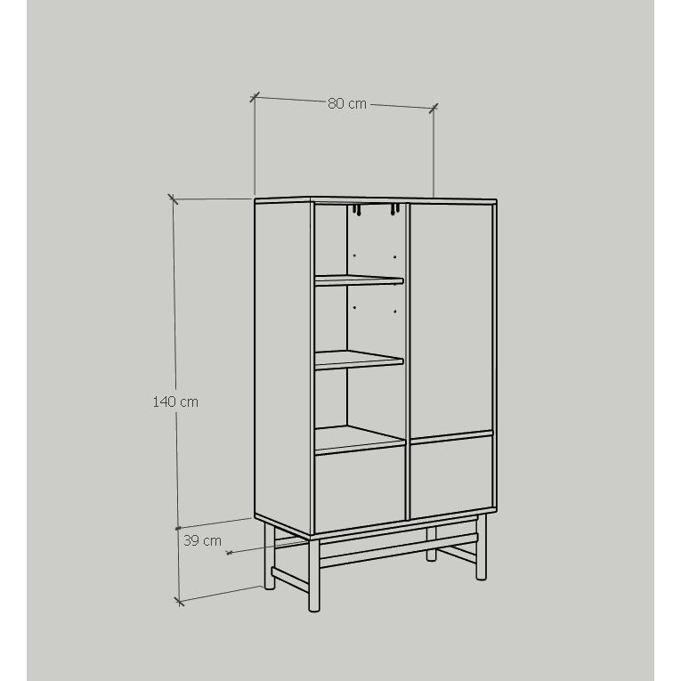 HAPPY FURNITURE , Kệ sách 2 ngăn kéo 1 cửa mở chân sắt - CATY , KSA_024 , 80cm x 39cm x 140cm