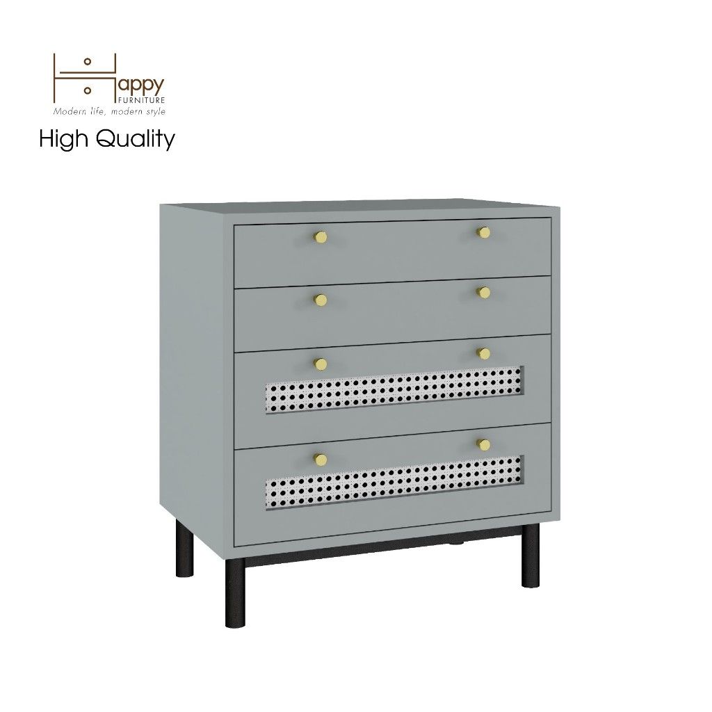 HAPPY FURNITURE , Tủ đựng đồ 4 ngăn kéo chân sắt - ROTAN , THK_126 , 60x40x66cm