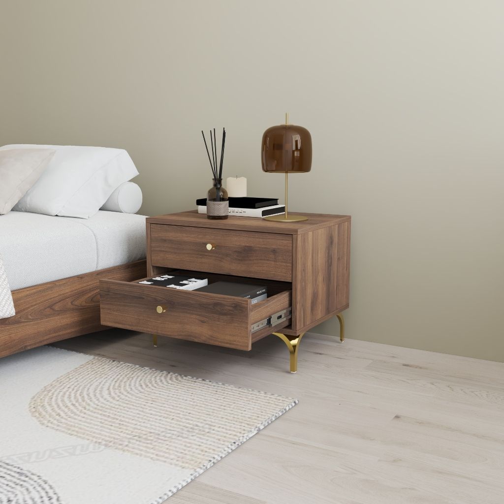 HAPPY FURNITURE , Táp đầu giường 2 ngăn kéo - HAPPI, THK_267 , 56cm x 40cm x 44cm DxRxC
