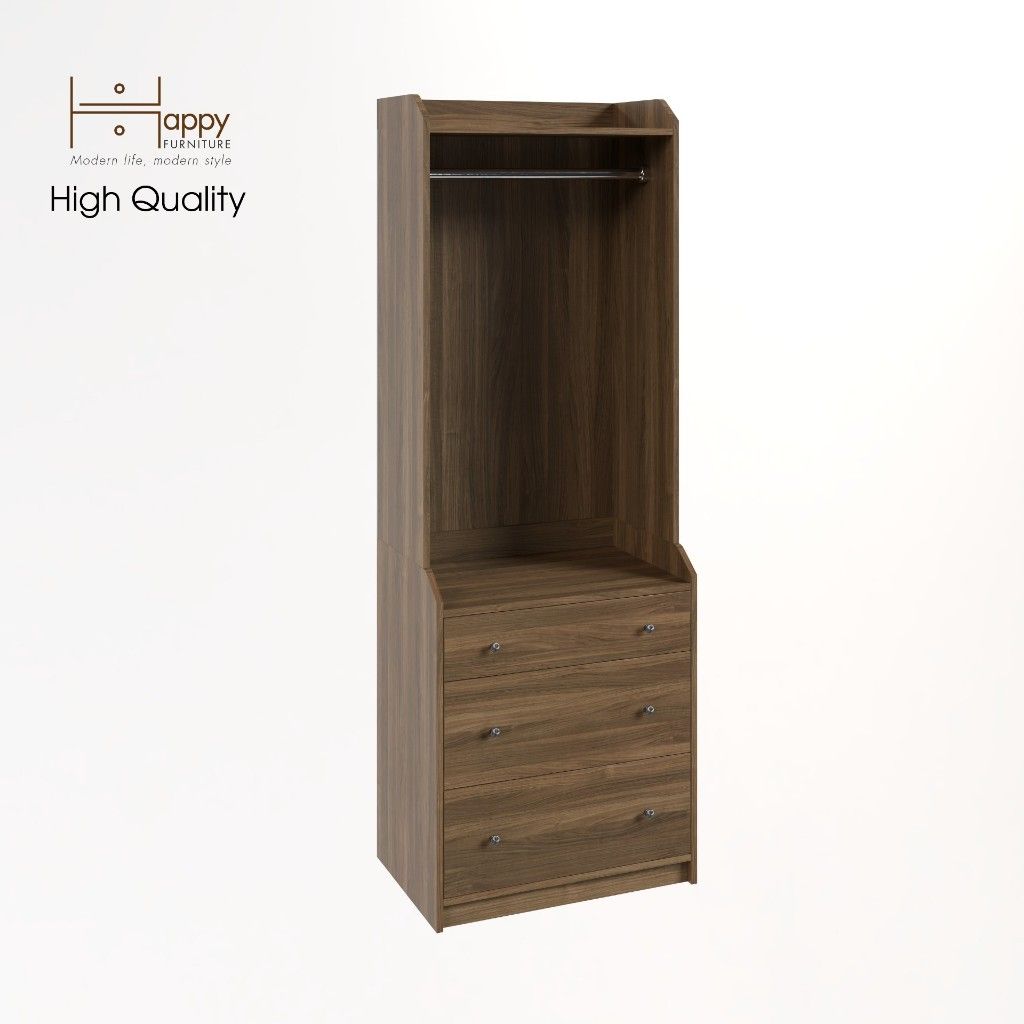 HAPPY FURNITURE , Tủ treo quần áo 3 ngăn kéo - CANA , THK_012 , 70cm x 46cm x 199cm