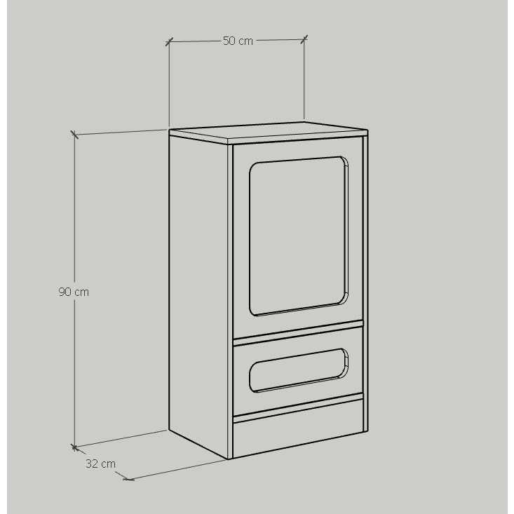 HAPPY FURNITURE , Tủ đựng đồ cánh mây - MEYDAN , TCM_049 , 50cm x 32cm x 90cm