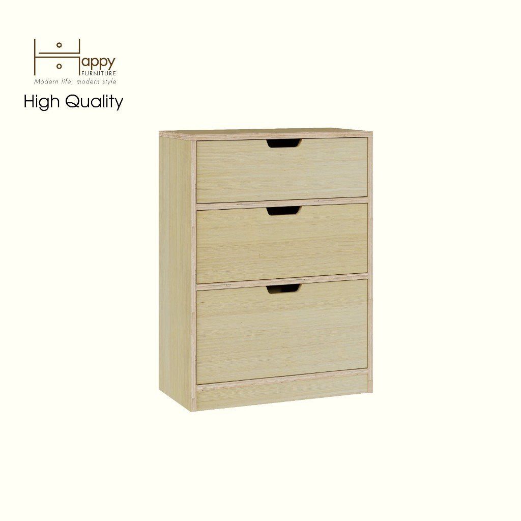 HAPPY FURNITURE , Gỗ tự nhiên , Tủ lưu trữ 3 ngăn kéo gỗ Plywood - AIDAN , THK_195 , 60cm x 32cm x 82cm DxRxC
