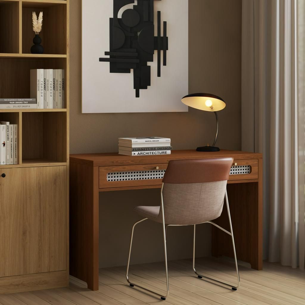 HAPPY FURNITURE , Bàn làm việc 2 ngăn kéo - MEYDAN , BAN_042 , 120cm x 55cm x 75cm