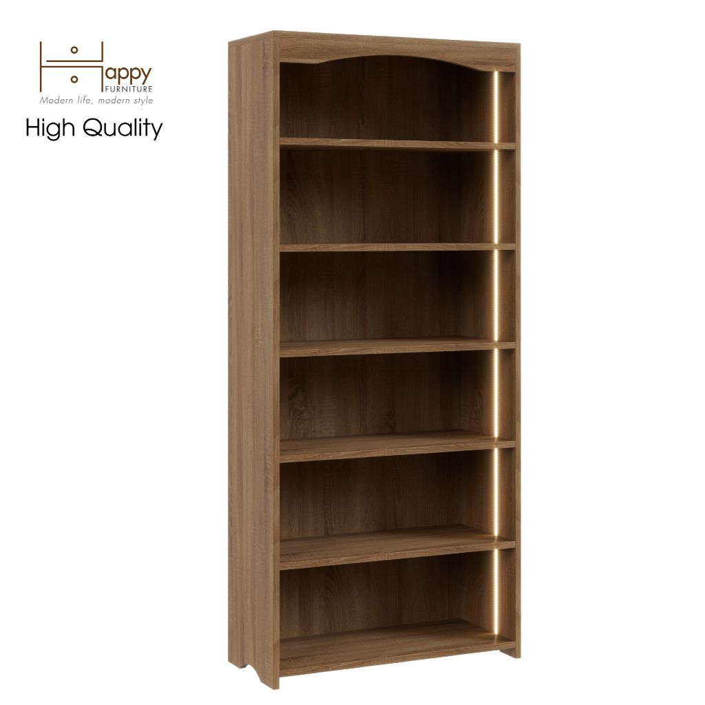 HAPPY FURNITURE , Kệ sách 6 ngăn tích hợp đèn Led - CATY , KSA_029_LED , 70cm x 30cm x 160cm