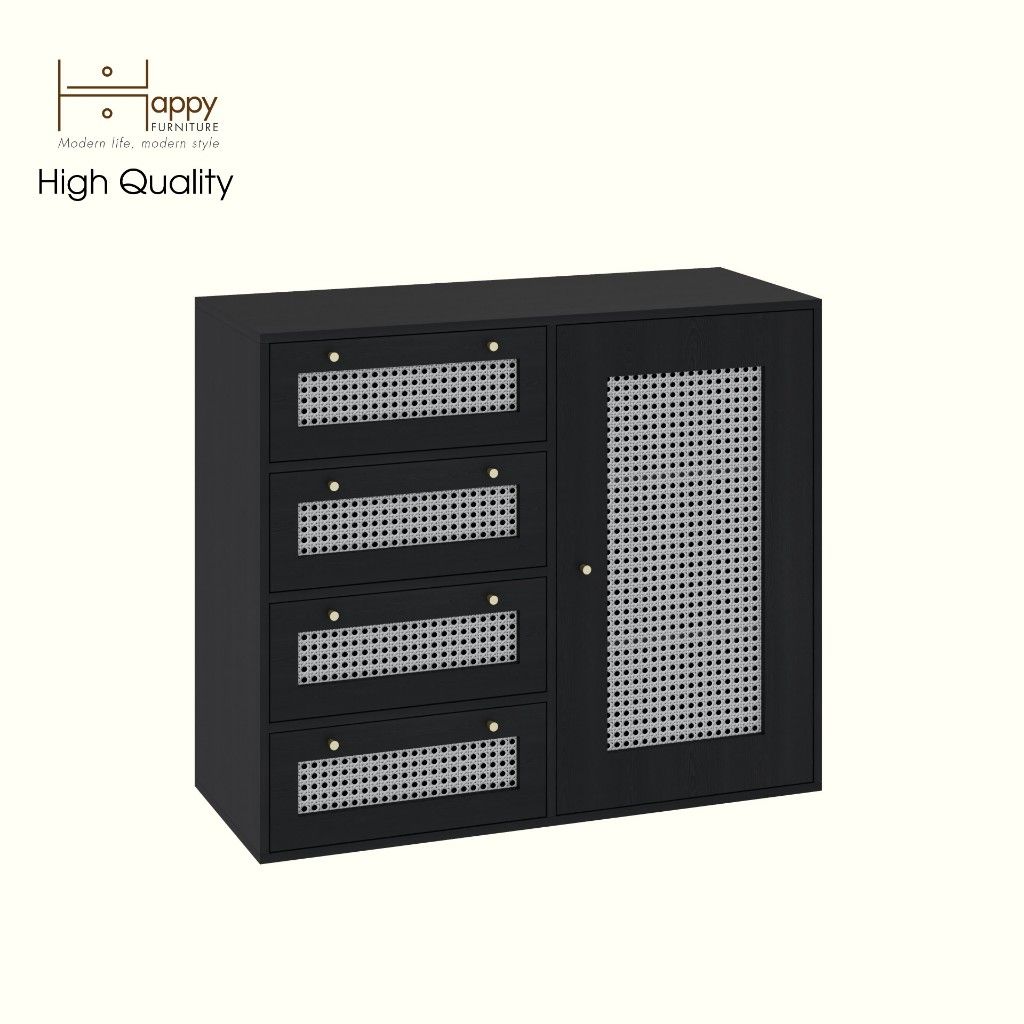 HAPPY FURNITURE , Tủ lưu trữ 4 ngăn kéo 1 cửa mở - MAY , TLT_060 , 110cm x 45cm x 93cm DxRxC