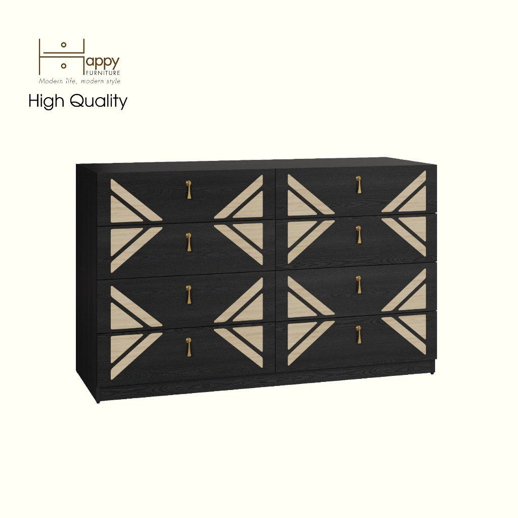 HAPPY FURNITURE , Tủ lưu trữ 8 ngăn kéo - CHARIS , THK_119 , 128cm x 45cm x 78cm