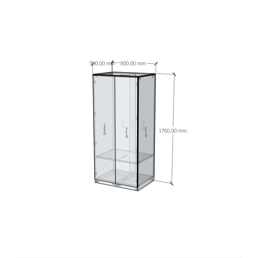 HAPPY FURNITURE , Gỗ tự nhiên , Tủ quần áo 2 cửa mở - YANNA , TCM_195 , 80cm x 59cm x 176cm