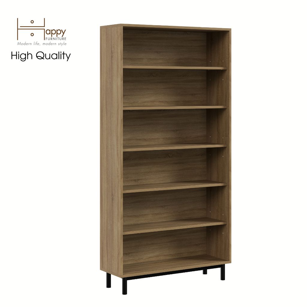 HAPPY FURNITURE , Kệ sách 6 tầng chân sắt - CATY , KSA_015 , 90cm x 30cm x 180cm
