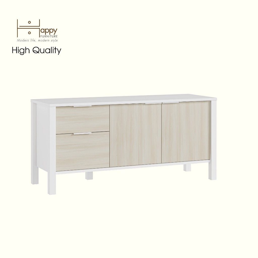 HAPPY FURNITURE , Kệ TV 2 cửa mở 2 ngăn kéo - MOKA, KTV_074 , 120cm x 40cm x 56cm DxRxC