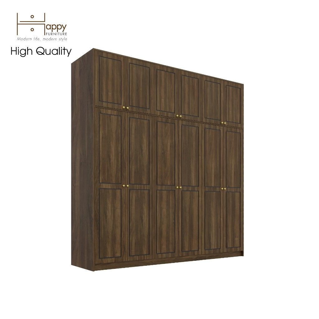 HAPPY FURNITURE , Tủ quần áo cửa mở 2m4x2m4 - ELEGANT , TCM_085 , 240cm x 54cm x 240cm
