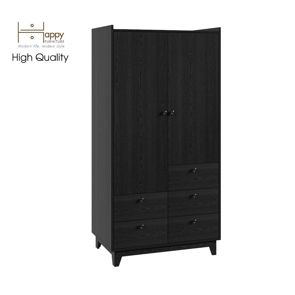 HAPPY FURNITURE , Tủ quần áo 2 cửa mở 5 ngăn kéo - KINA , TCM_039 , 90cm x 58cm x 180cm