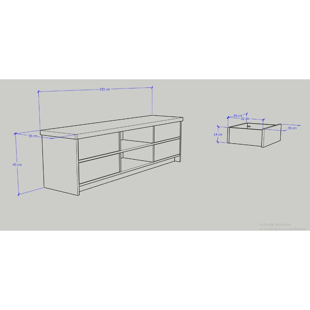 HAPPY FURNITURE , Kệ Tivi 6 ngăn - NOMIA , KTV_008 , 150x38x45cm