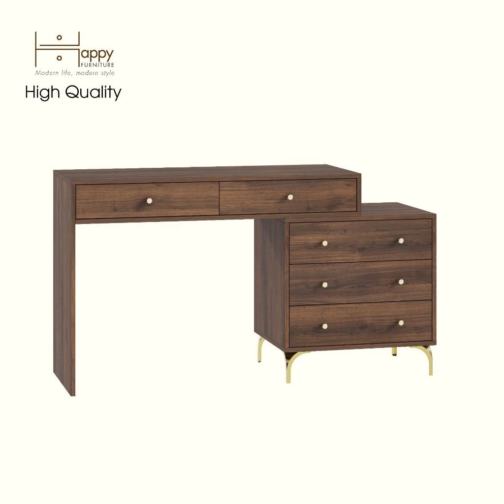 HAPPY FURNITURE ,Bàn làm việc 5 ngăn kéo - HAPPI, BAN_140 , 110cm x 45cm x 78cm DxRxC