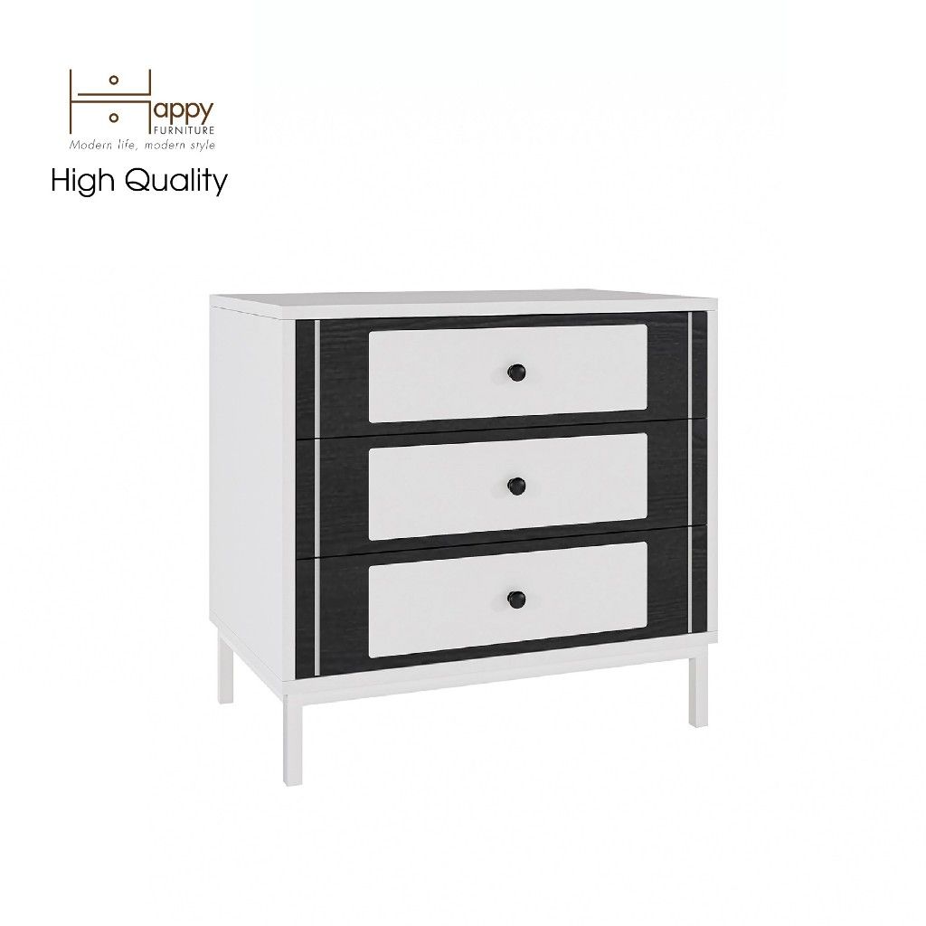 HAPPY FURNITURE , Tủ lưu trữ 3 ngăn kéo chân sắt - TAKO , THK_131 , 64cm x 40cm x 61cm